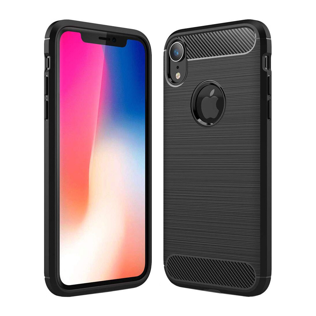 Husa iPhone XR, Slim Armor Carbon, carcasa spate Antisoc, MobileSmart©, Negru