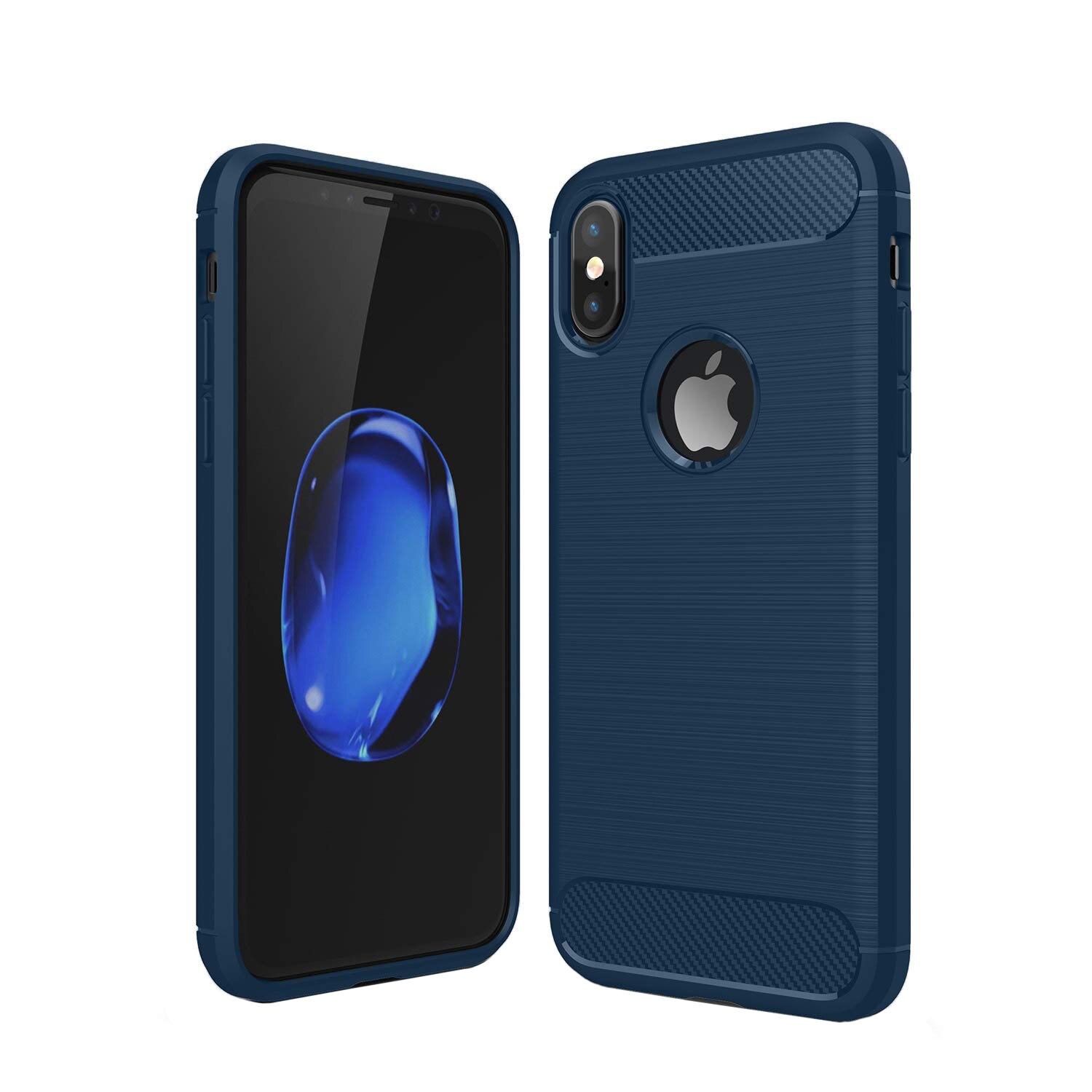 Husa iPhone XS MAX, Slim Armor Carbon, carcasa spate Antisoc, Blue