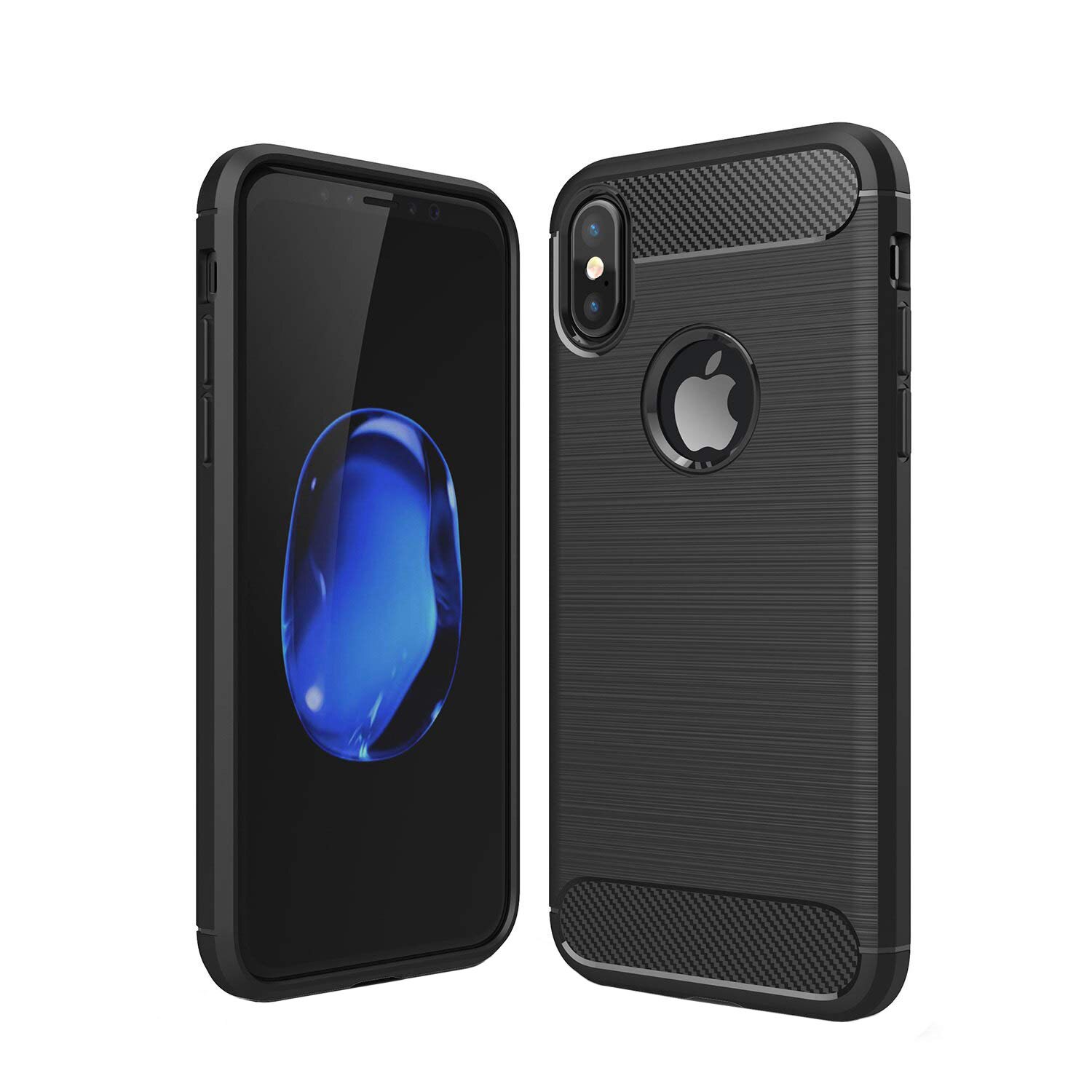 Husa iPhone XS MAX, Slim Armor Carbon, carcasa spate Antisoc, Negru