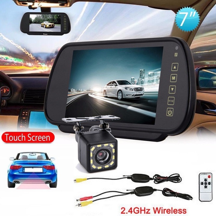 Monitor Oglinda Touch Screen Mp5 + Camera Marsarier Wireless 12 Led