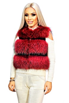 Vesta din Blana Naturala de Raton, Sunshine, Rose Vesta din Blana Naturala de Raton, Sunshine, Rose