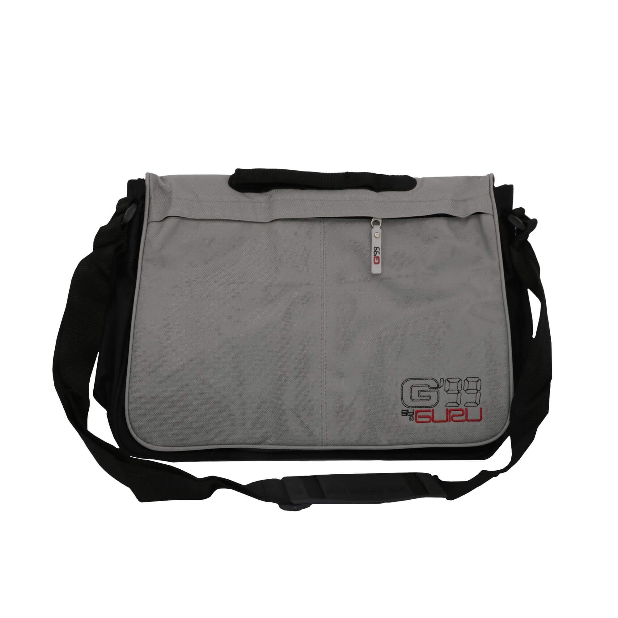 Geanta cu maner si bareta ajustabila G'99 By Guru, 39x29 cm, negru/gri
