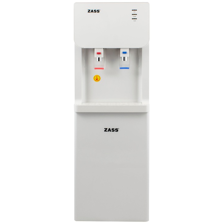Dozator apa de podea Zass ZWD 07 WF, Conexiune la retea, Sistem de filtrare apa, Racire cu compresor, Indicator LED apa calda/rece, Alb