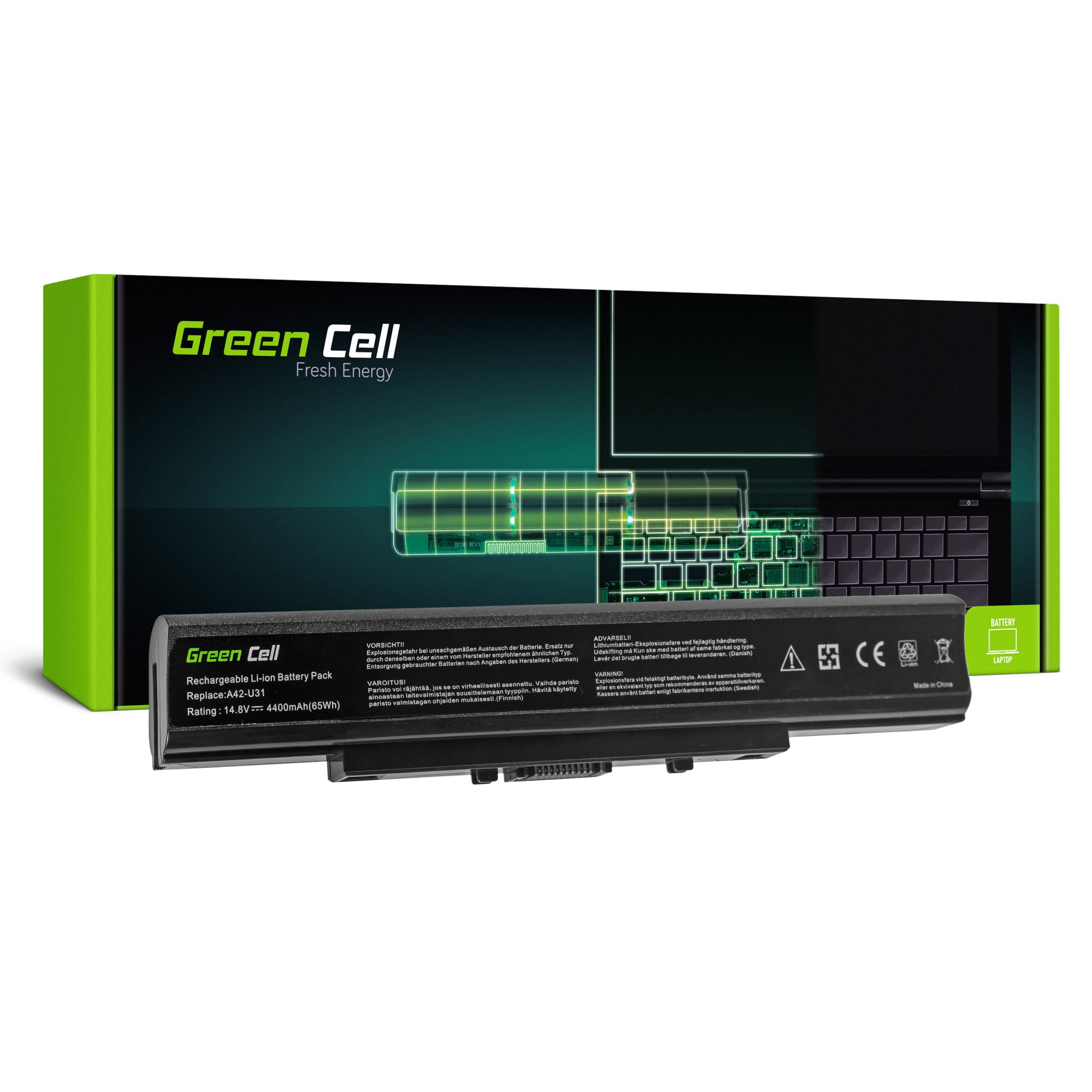 Baterie 07G016GQ1875M 07G016H71875M A32-U31 pentru Asus (4400mAh 14.8V) Laptop acumulator marca Green Cell®
