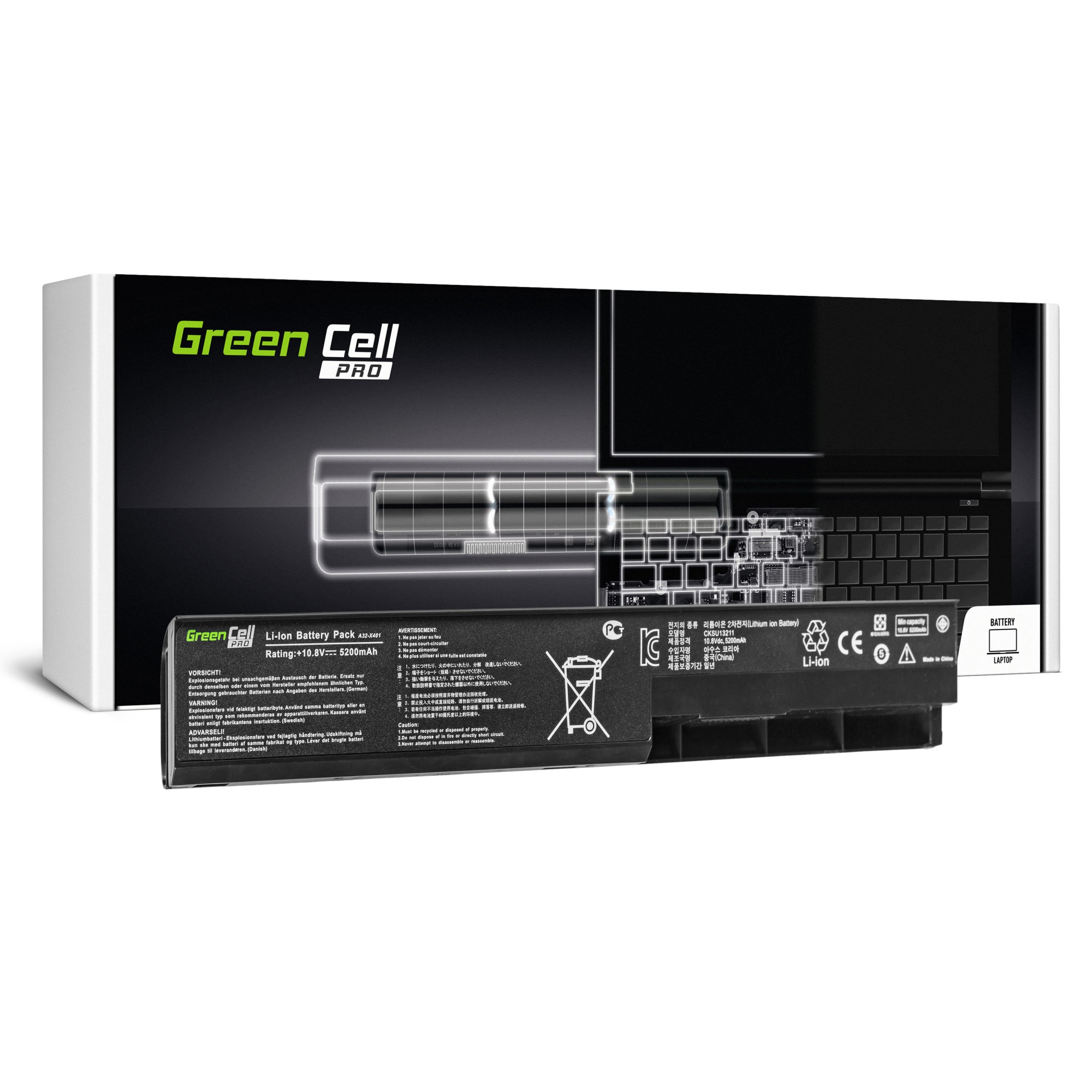 Baterie laptop PRO serie A32-X401 A31-X401 A41-X401 pentru Asus X501 X301 X301A X401 X401A X401U X501A X501U acumulator marca Green Cell