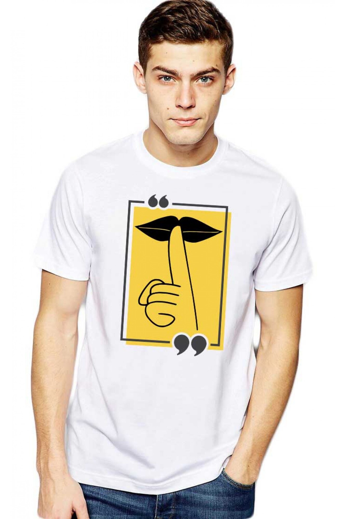 Tricou barbati alb - Don`t Speak