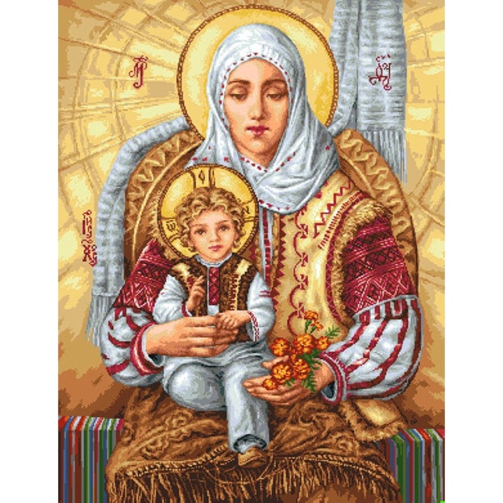 Goblen Maica Domnului ocrotitoarea Romaniei - kit goblen cu panza imprimata, Rogoblen
