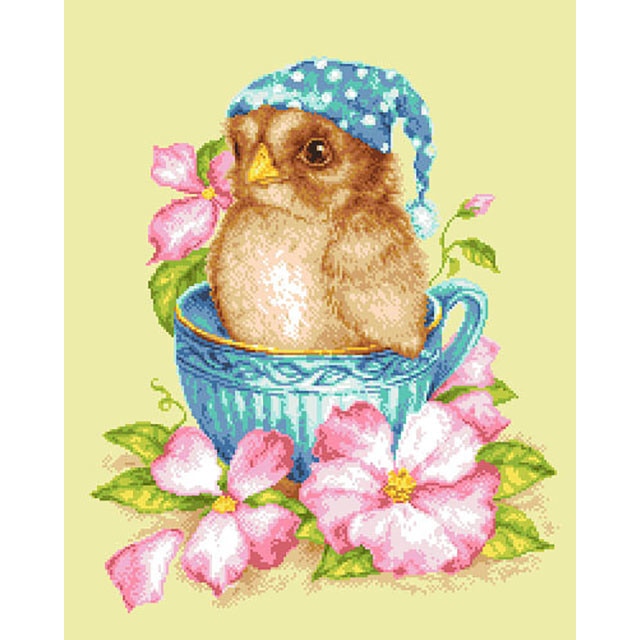 Goblen Puiutul somnoros, Rogoblen, kit goblen cu diagrama color, fire mouline 20 X 25 cm