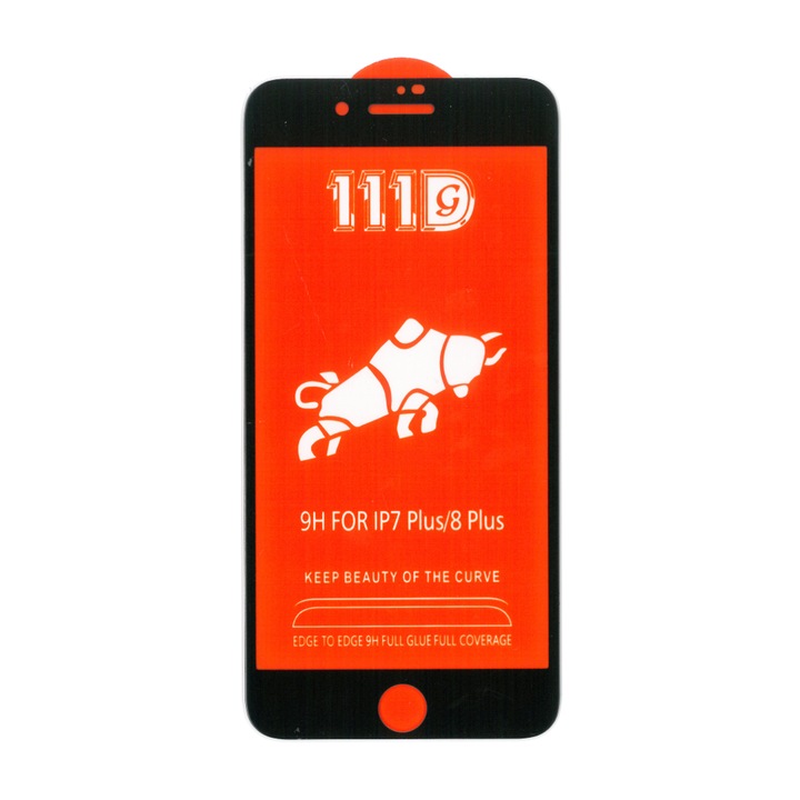 Folie sticla securizata 111D, Compatibil cu Apple iPhone 7/8 Plus, negru