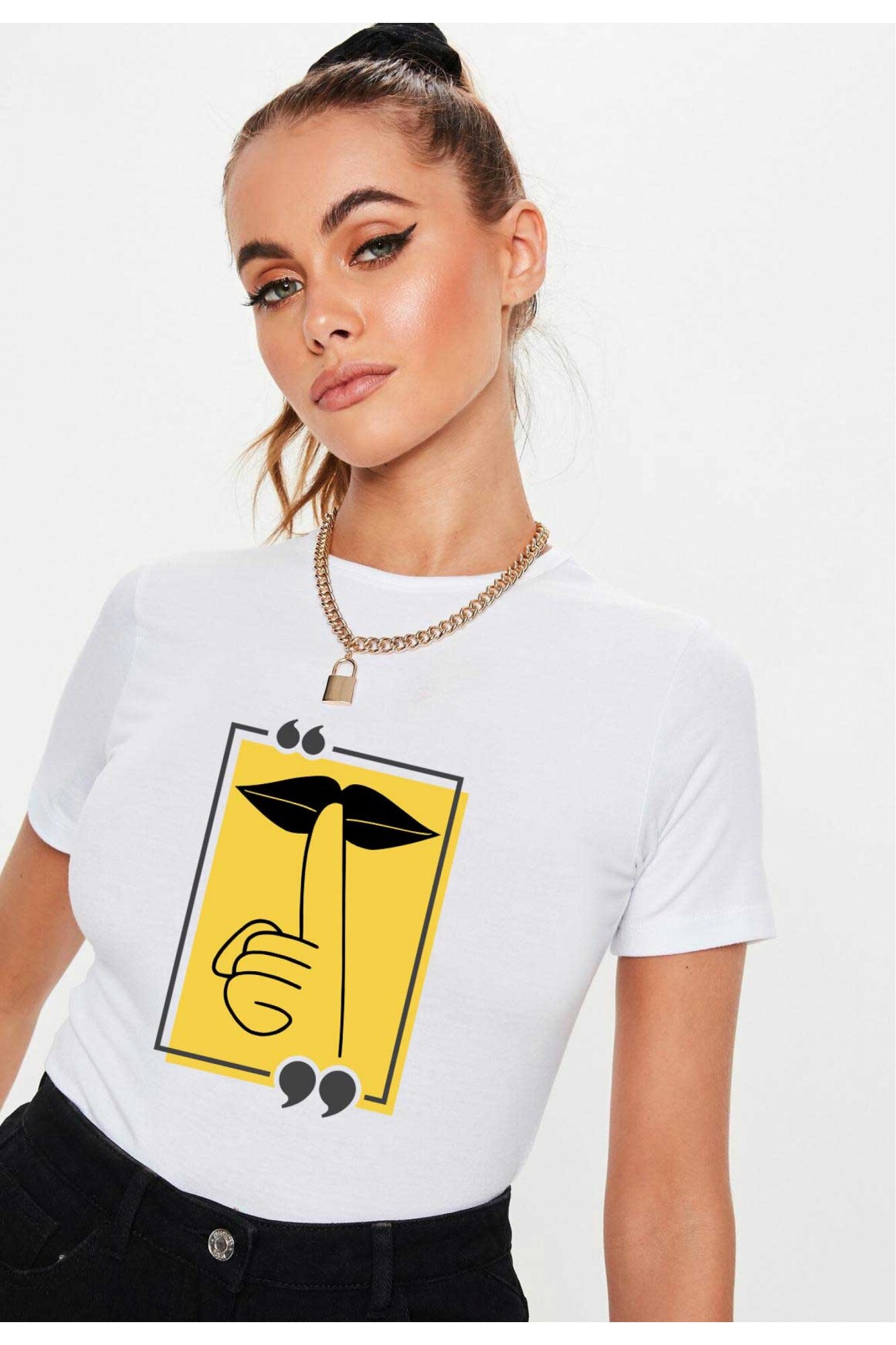 Tricou dama alb - Don`t Speak