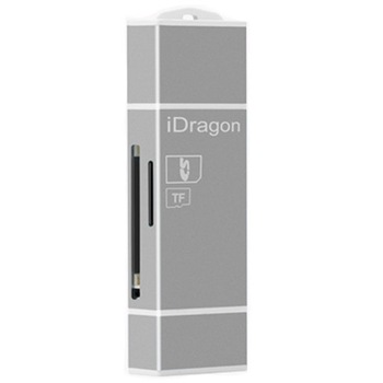 Card Reader iUni Lightning + MicroUSB OTG, Memorie Externa pentru dispozitive iOS si Android, Silver Card Reader iUni Lightning + MicroUSB OTG, Memorie Externa pentru dispozitive iOS si Android, Silver