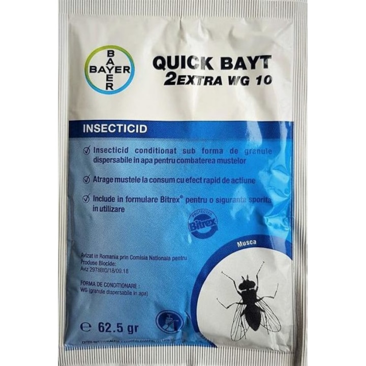Insecticid pentru muste, Quick Bayt WG 10, Set 2 bucati x 62.5g