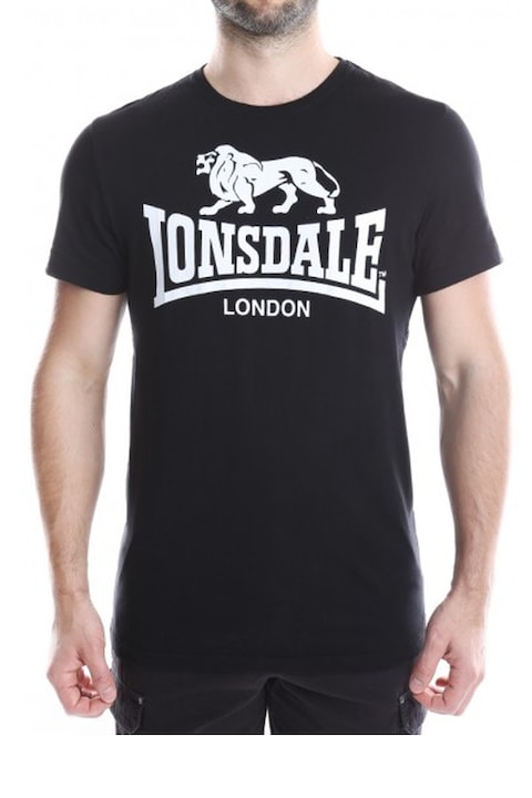 Мъжка памучна тениска с къс ръкав и щампа Lonsdale LL TS, Черен, L EU