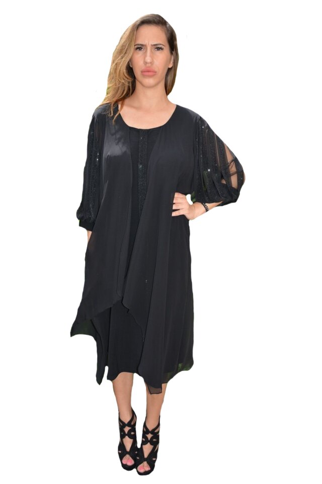 Rochie eleganta, cu strasuri, D&J Exclussive, Negru
