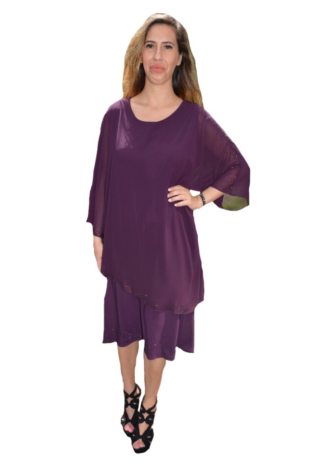 Rochie Rut cu aplicatii de strasuri,D&J Exclussive, Mov