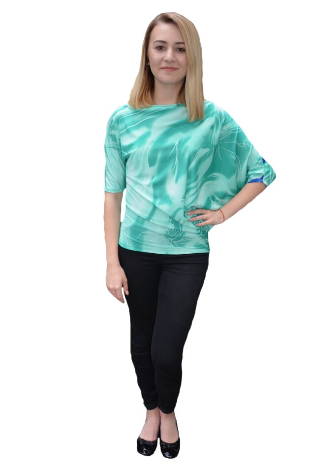 Bluza eleganta Mae cu design fashion, D&J Exclussive, Turcoaz