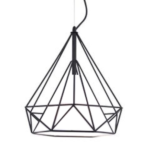 Pendul Ilumina din metal cu model in triunghi, lustran negru x-1 , 25x120 cm