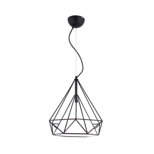 Pendul Ilumina D-1 din metal cu model in triunghi, lustran negru , 38x120 cm
