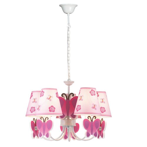 Lustra Pink Butterfly Multicolor 5XE14 40W
