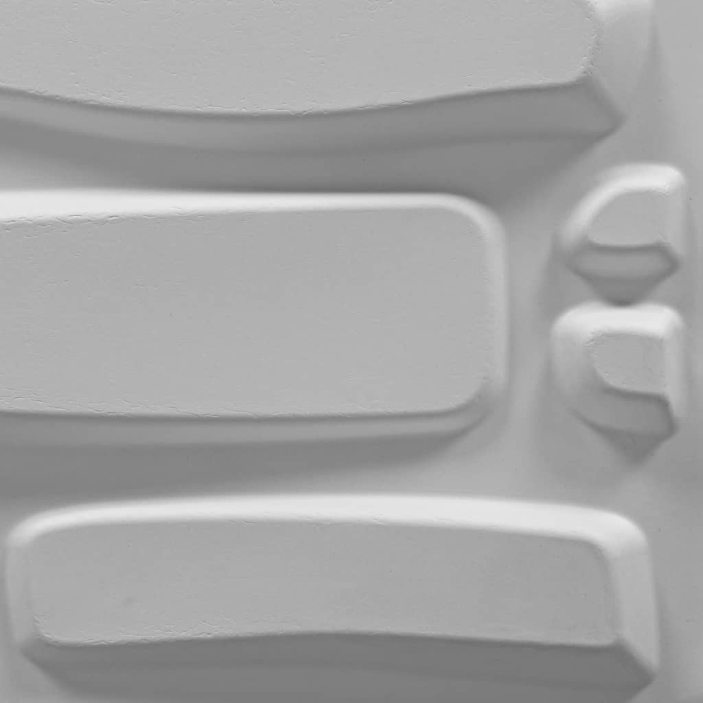 Set 12 placi decorative de perete vidaXL, model 3D Caramida, 0.8 x 0.625 m, 0.5mp, Fibra bambus, 500g/panou, Alb