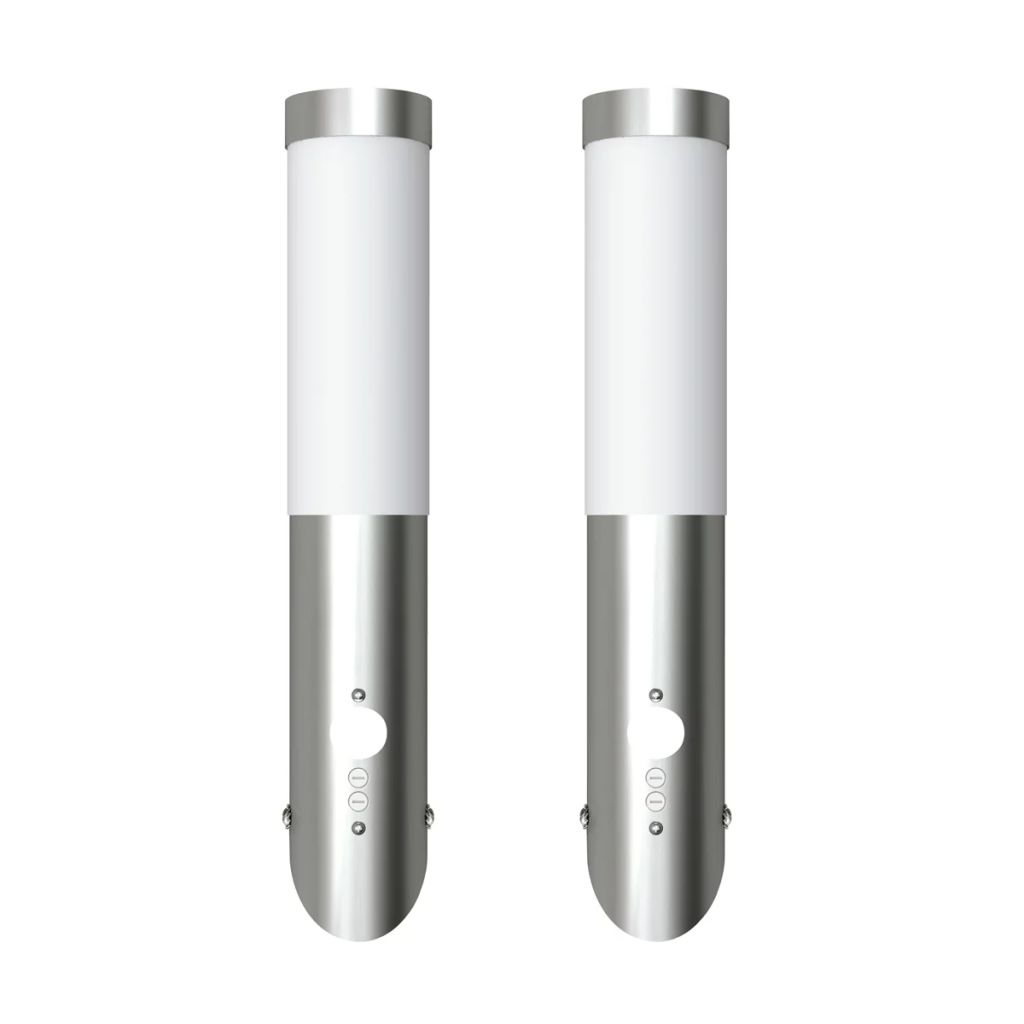 Set de 2 aplice de exterior, vidaXL, Otel inoxidabil, Argintiu
