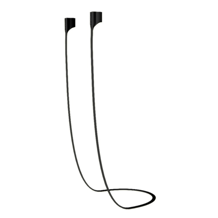 Cablu suport magnetic, anti-pierdere, pentru casti Apple AirPods, din silicon moale, recomandat pentru sport, negru