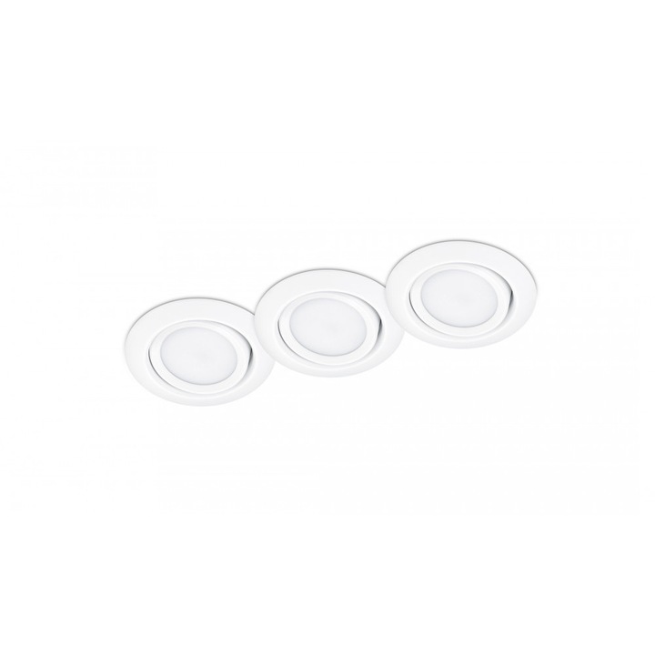 Плафониера Trio Rila 650310331, За вграждане, Метал, 3 x SMD, 5W, 3000K, 370 Lm, IP20 A+, Бял
