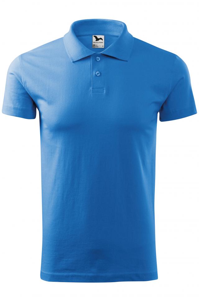 Tricou polo pentru barbati Single J., Albastru azuriu