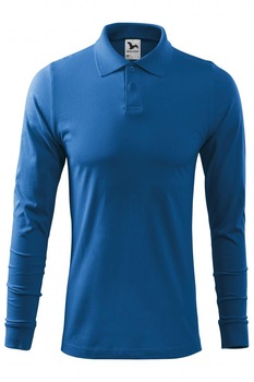 Tricou polo pentru barbati Single J. LS, Albastru azuriu