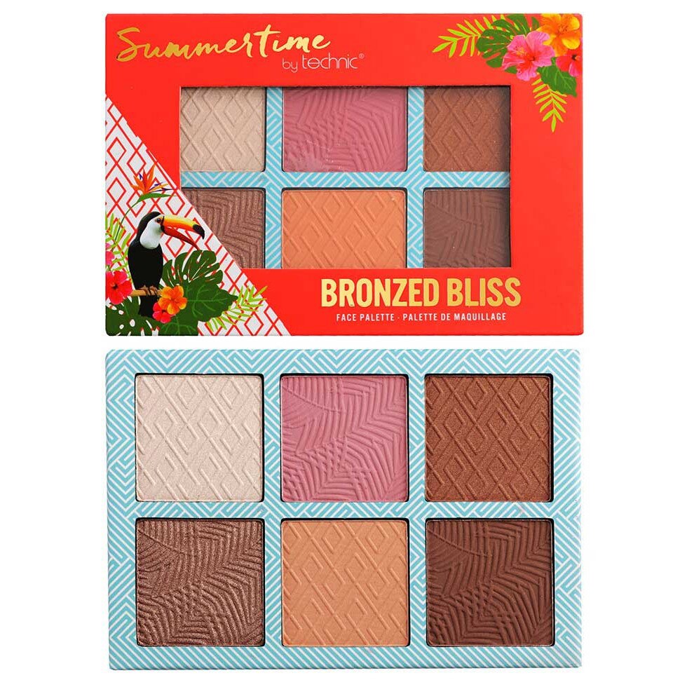 Paleta bronzanta iluminatoare TECHNIC Summertime - Bronzed Bliss, 6 culori, 2 x 3.6 g