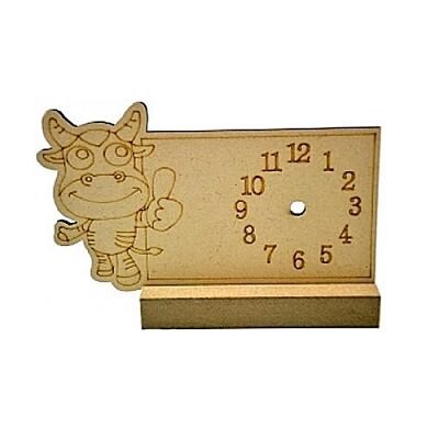 Cadran ceas din MDF cu suport - vacuta 19 x 11.4 cm