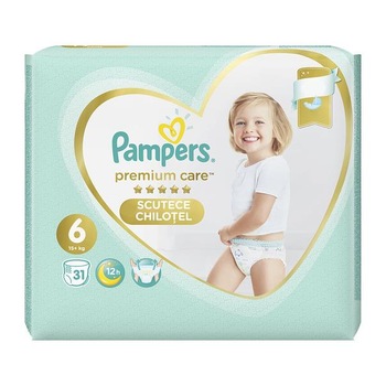Scutece-chilotel Pampers premium care nr. 6 ,15 kg+ , 31 bucati Scutece-chilotel Pampers premium care nr. 6 ,15 kg+ , 31 bucati
