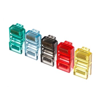 Pachet cu conectori modulari pentru cablu solid , Netrack , RJ45 8p8c UTP cat.5e 100 bucati , multicolor Pachet cu conectori modulari pentru cablu solid , Netrack , RJ45 8p8c UTP cat.5e 100 bucati , multicolor