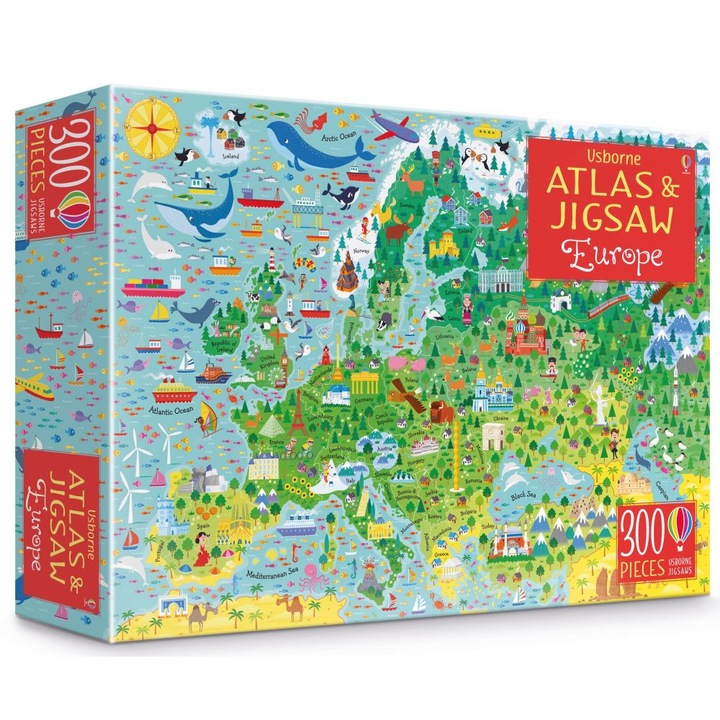 Set Puzzle "Europe atlas and jigsaw", 5 ani+, Usborne