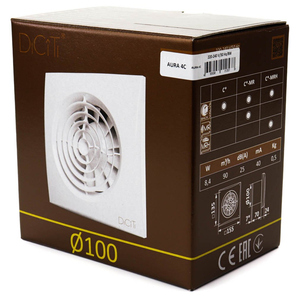 Ventilator baie AURA 4C MRH Silent, Clapeta antiretur, Garantie 5 ani ...