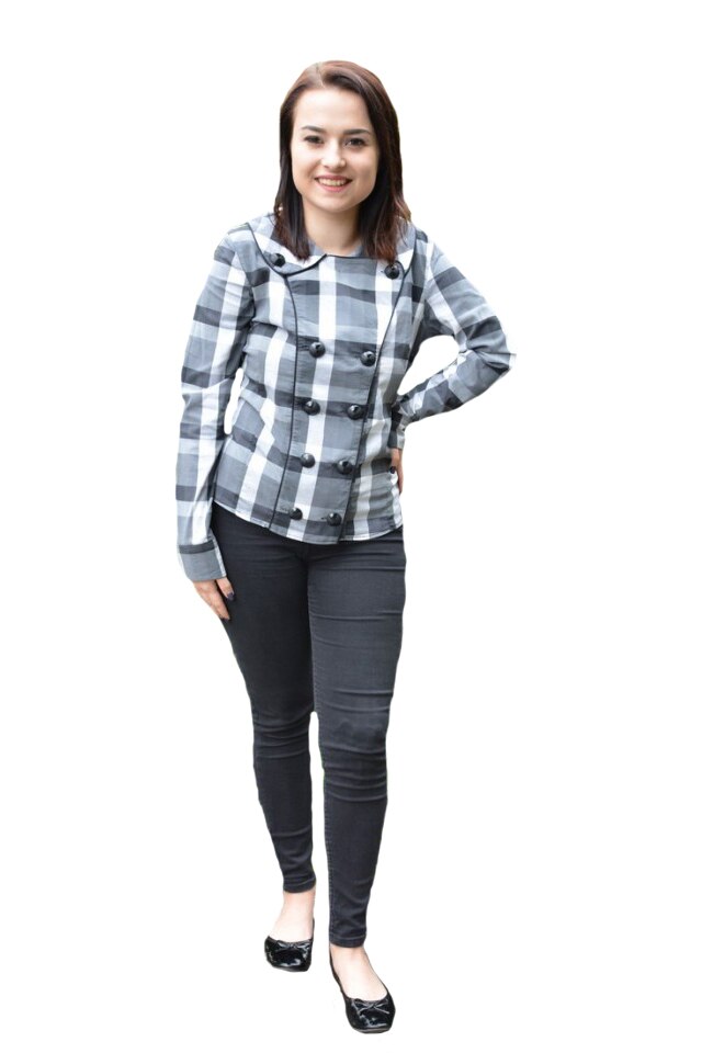 Camasa office Ember in carouri,D&J Exclussive, Alb/Negru