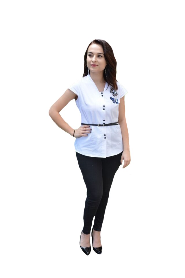 Camasa office Christine,aplicatii margele,strasuri,D&J Exclussive, Alb