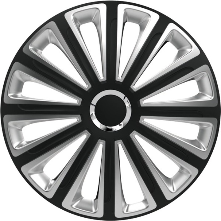 Set 4 capace roti, Versaco, 14", Trend Ring Chrome, Negru/Argintiu