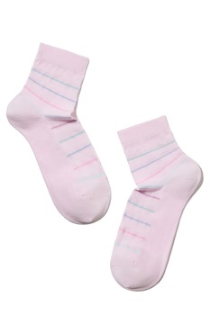 Sosete subtiri de bumbac cu benzi multicolore, Conte Elegant CLASSIC 088, Roz deschis Sosete subtiri de bumbac cu benzi multicolore, Conte Elegant CLASSIC 088, Roz deschis