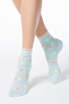 Sosete haioase de bumbac cu model palmieri, Conte Elegant CLASSIC 089, Turcoaz Sosete haioase de bumbac cu model palmieri, Conte Elegant CLASSIC 089, Turcoaz