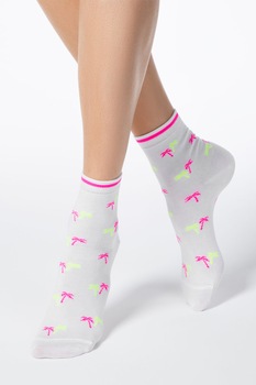 Sosete haioase de bumbac cu model palmieri, Conte Elegant CLASSIC 089, Alb Sosete haioase de bumbac cu model palmieri, Conte Elegant CLASSIC 089, Alb