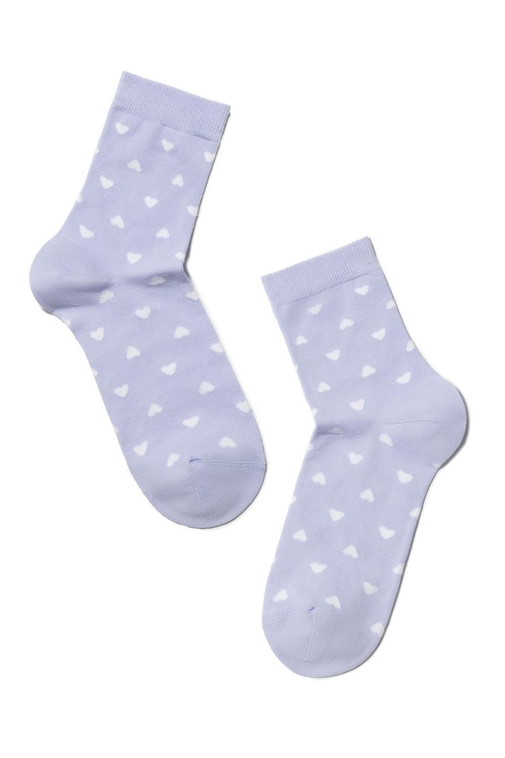 Sosete subtiri de bumbac cu model inimioare, Conte Elegant CLASSIC 143, Violet pal