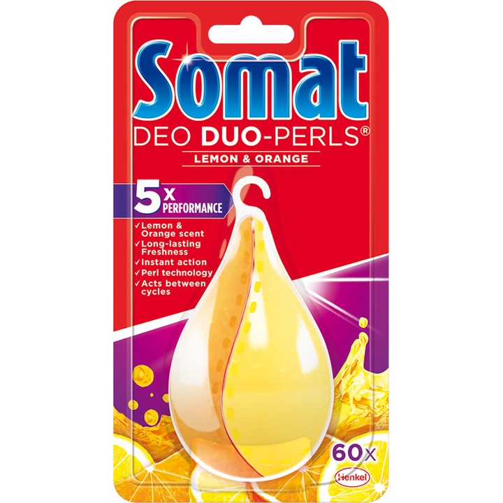 Somat Deo Duo-Perls, Illatosító, Mosogatógépbe, Citrom és narancs, 17 g