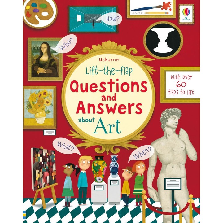 Carte "Lift-the-flap questions and answers about art", cu coperta tare, 6 ani+, Usborne