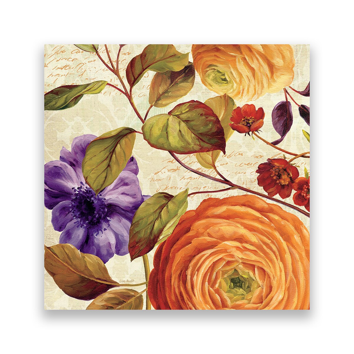 Tablou Canvas - Vintage, Floral, DIverse, Frunze, 100 x 100 cm