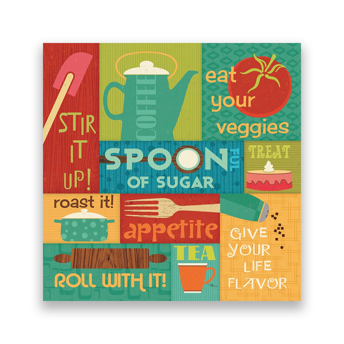 Tablou Canvas - Bucatarie, Collage, Text, 100 x 100 cm