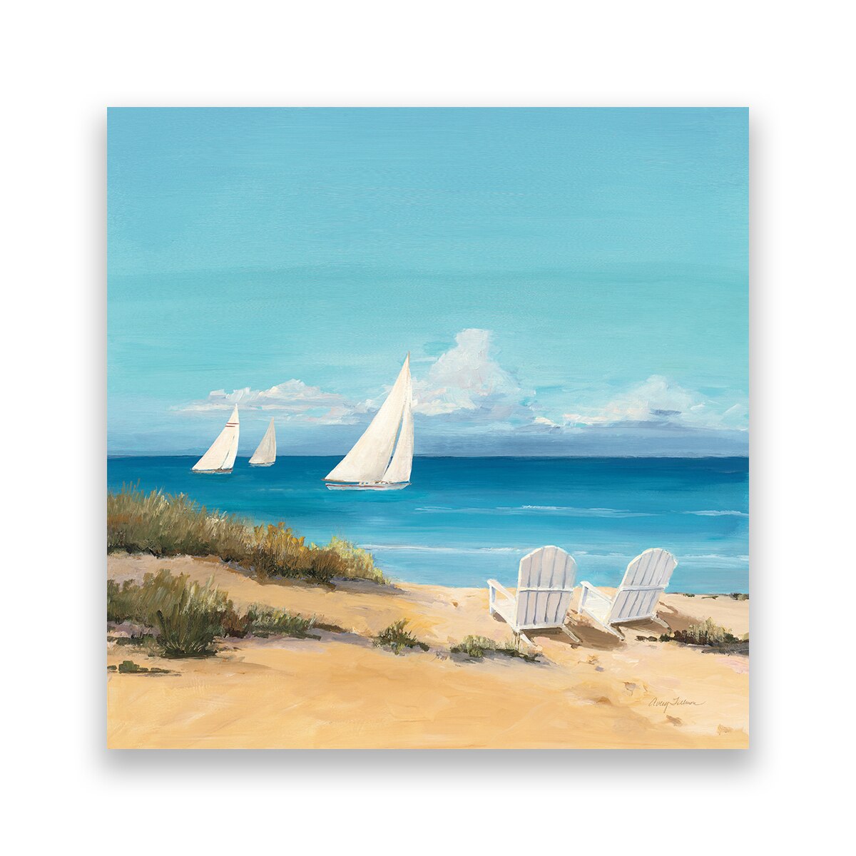 Tablou Canvas - Mare, Plaja, Velier, 100 x 100 cm