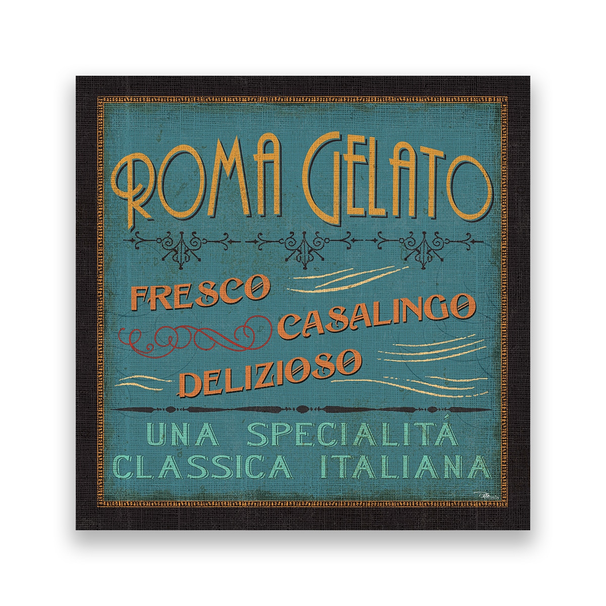 Tablou Canvas - Roma, Gelato, Panou, Retro, 60 x 60 cm