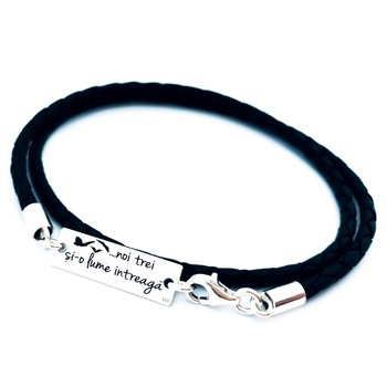 bratara personalizata barbati din argint snur piele impletit dublu noi trei imagen 27_0_
0