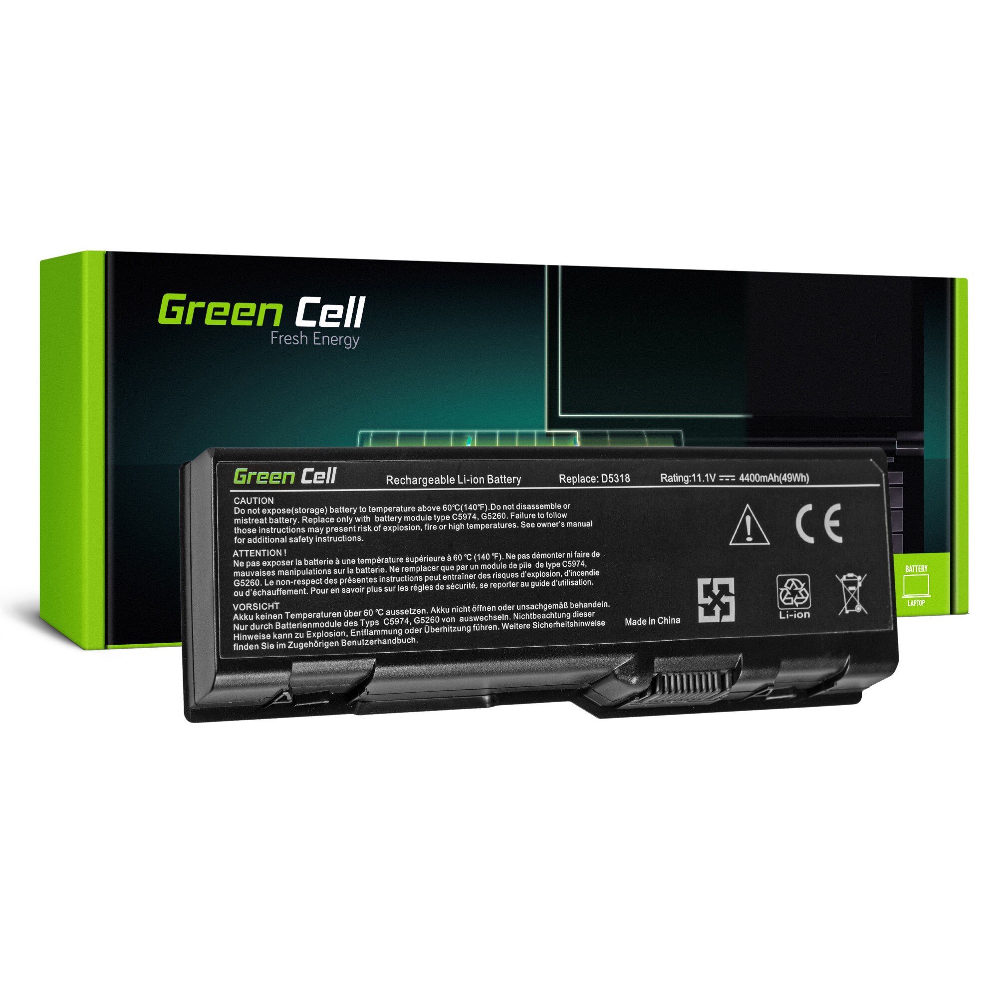 Baterie laptop C5974 D5318 pentru Dell Inspiron 6000 9200 9300 9400 E1705 XPS Gen 2 acumulator marca Green Cell